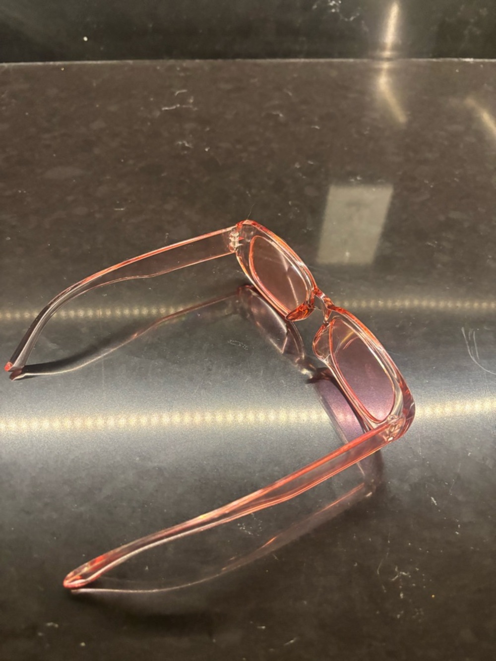 Transparent Pink Rectangular Sunglasses - Picture 4 of 4